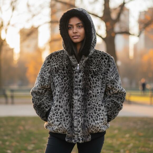karen hart Jackets & Blazers - KAREN HART Women’s Large REVERSIBLE Black Faux Fur Coat ⭐️